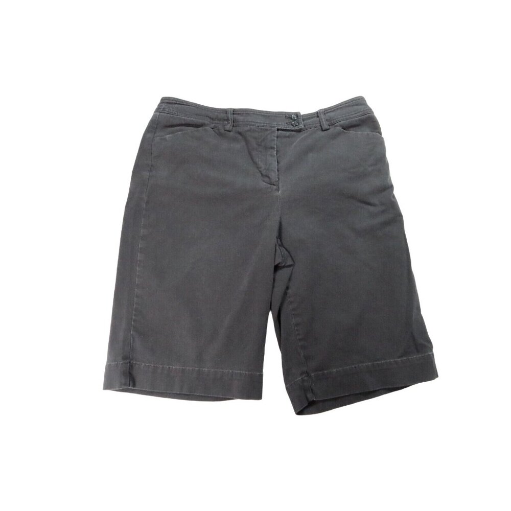 JONES NEW YORK SPORT Shorts Women's Slash Pocket Flat Front Bermudas Black 12 - Picture 1 of 11